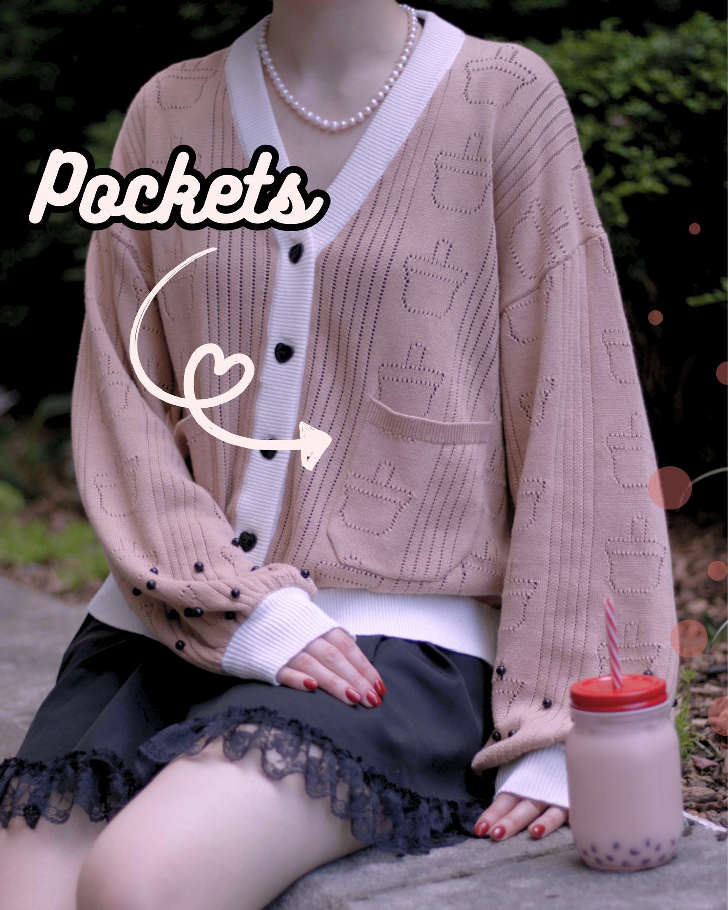 Bubble Tea Boba Unisex Cardigan with Pockets