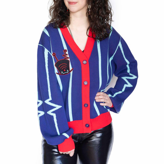Subtle Hazbin Hotel Vox Inspired Vees Video Demon Cardigan Gift