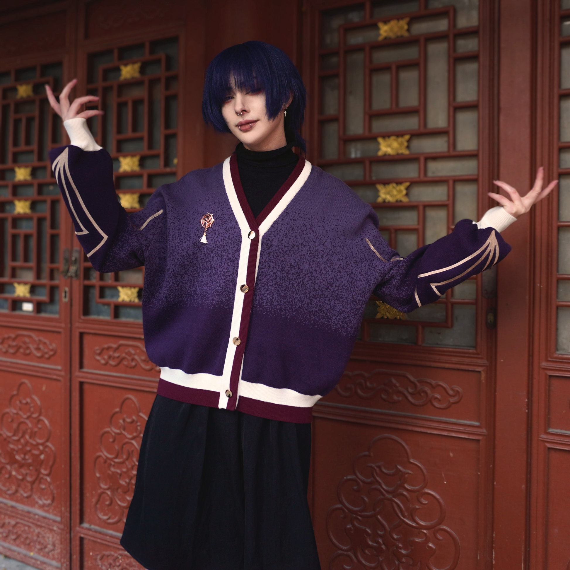 Subtle Scaramouche Genshin Impact Embroidered Cosplay Cardigan