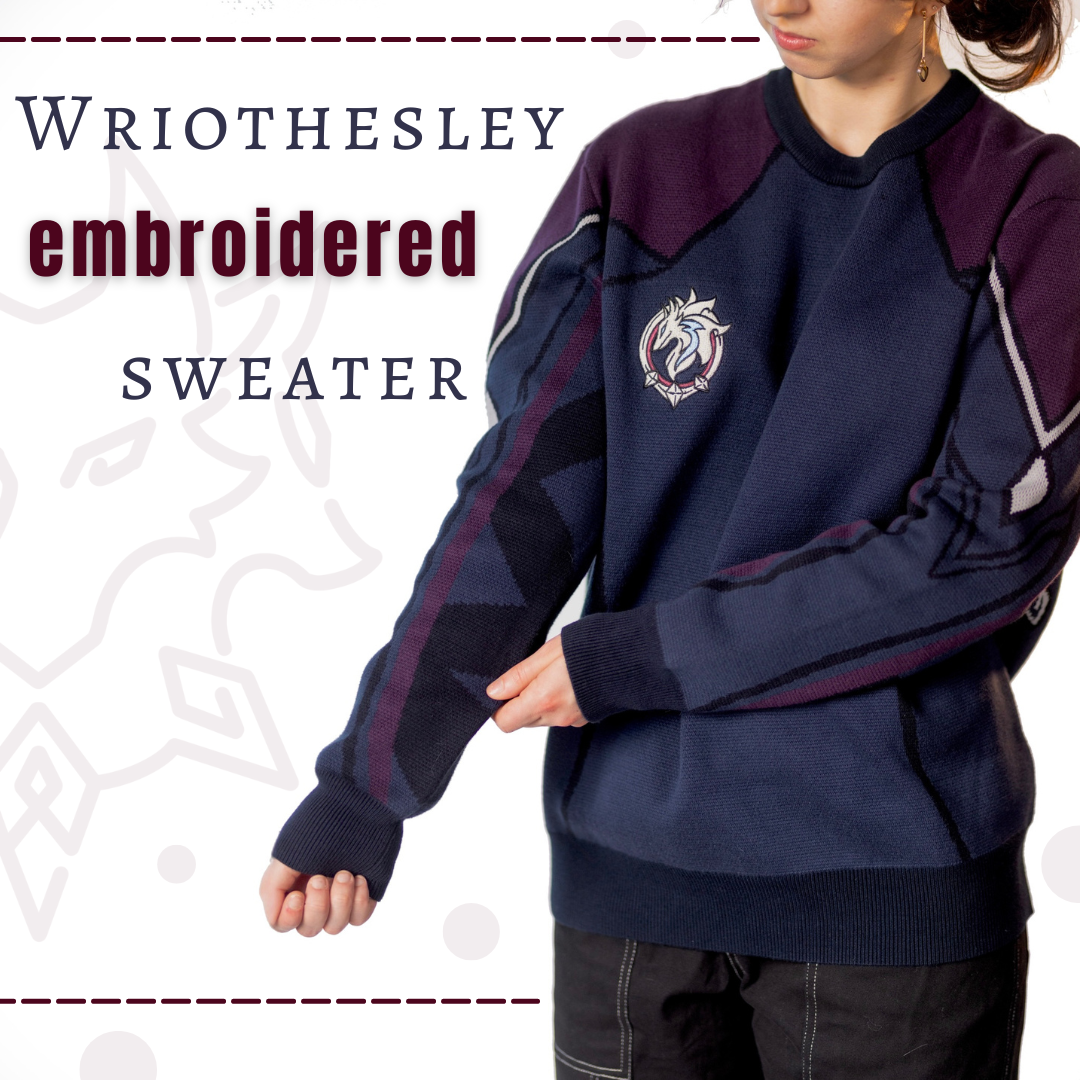 Subtle Genshin Impact Embroidered Wriothesley Hoodie & Sweater