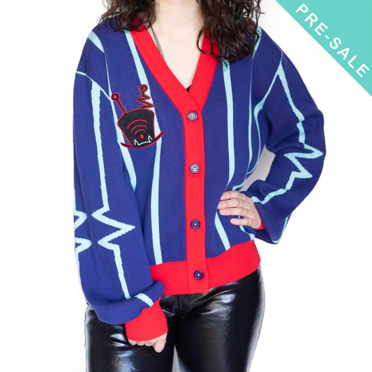 Subtle Hazbin Hotel Vox Inspired Vees Video Demon Cardigan